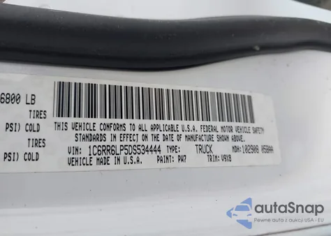 2013 Ram 1500 Slt из США, поврежденный, VIN 1C6RR6LP5DS534444